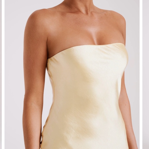 MESHKI Strapless Midi Dress- Butter Yellow - Picture 2 of 7